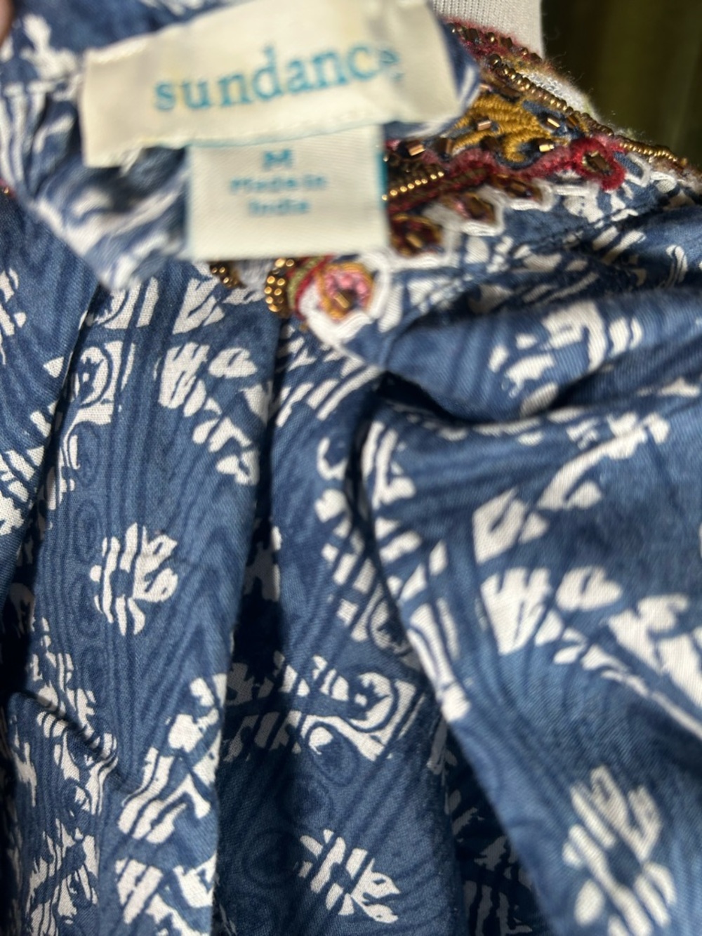 Sundance Printed Folklore Embroidered & Beaded Top - Picture 5 of 6